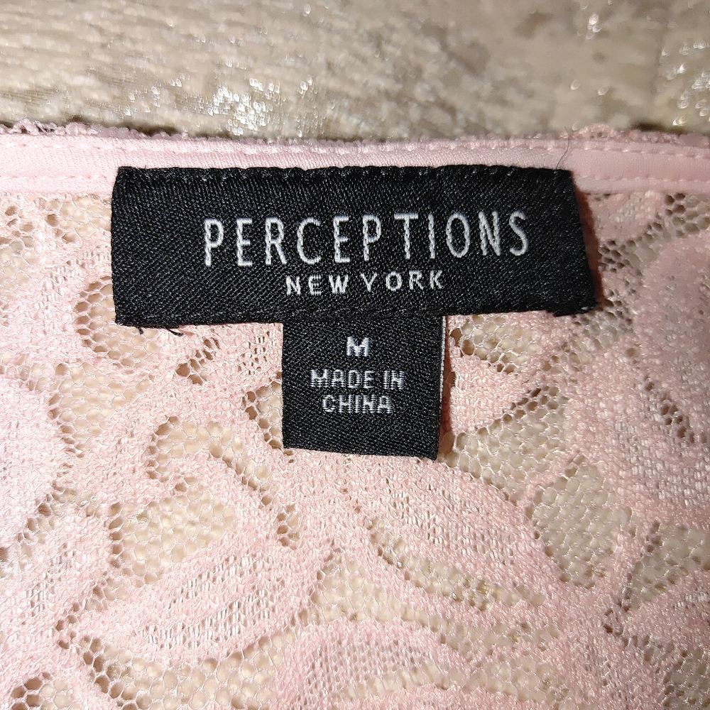 PERCEPTIONS PEACH LACE DRESS M - Picture 8 of 9